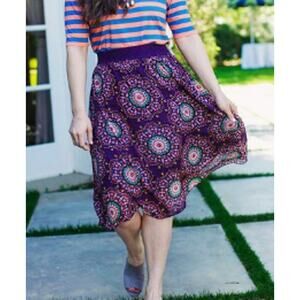 LuLaRoe Lola Skirt Large Purple Boho Midi Festival Whimsigoth Lagenlook Aztec